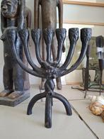 Vintage kandelaar gietijzer brutalisme retro candleholder, Gebruikt, Zwart, Ophalen of Verzenden, Metaal