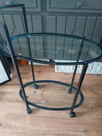 Trolleytafel - glasplaat en wieltjes, Minder dan 55 cm, Rechthoekig, Ophalen, 45 tot 60 cm