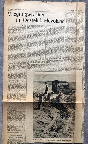 WOII neergestorte Lancaster Flevoland krant 1963