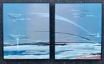 Postmodern schilderij, 2-luik, airbrush, jaren ‘80, Ophalen of Verzenden