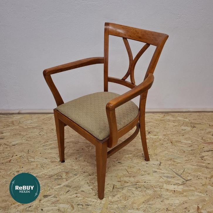 Eetkamerstoel, Huis en Inrichting, Stoelen, Gebruikt, Vier, Hout, Stof, Bruin, Ophalen