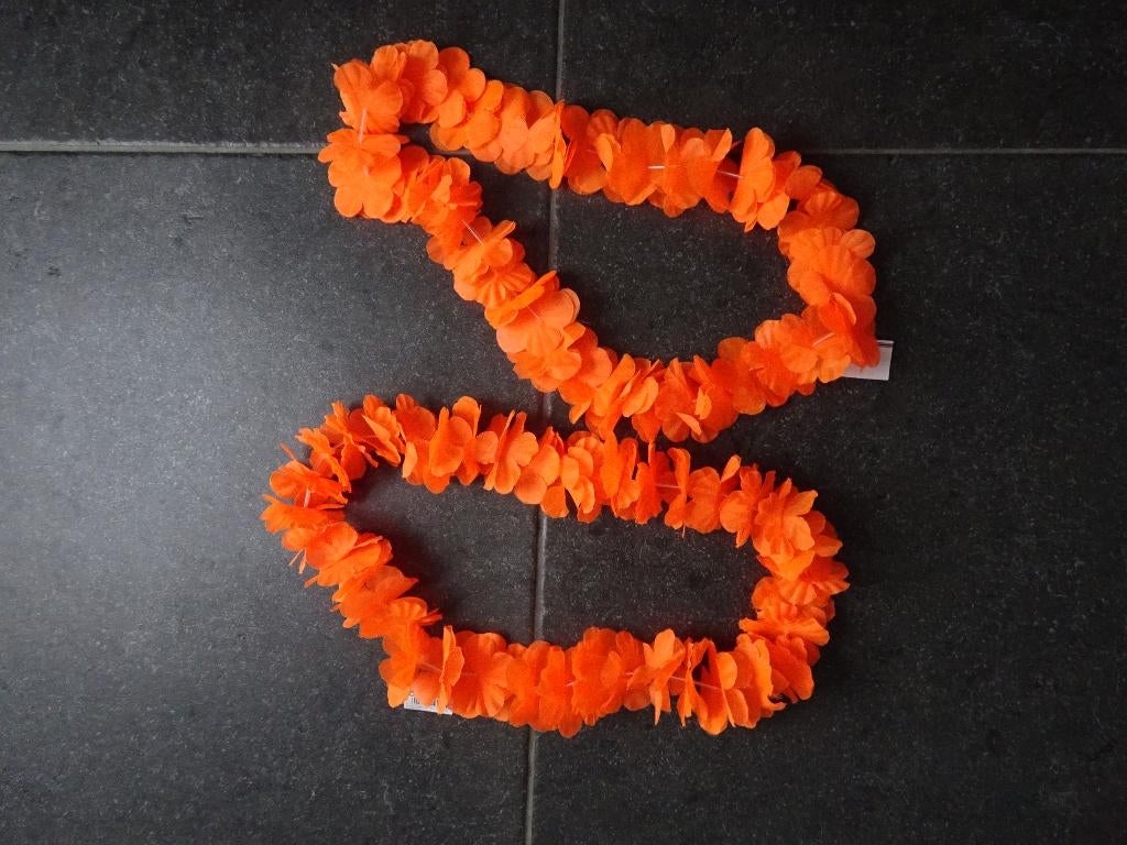 oranje hawaii-krans , 2 voor de prijs van 1 , nieuw, Ophalen of Verzenden, Nieuw, Feestartikel, Carnaval