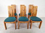 Set van 6 Deense grenen eetkamerstoelen, jaren 70, Ophalen, Gebruikt, -, Blauw
