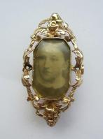 GOUD - GOUDEN 18 KRT. ANTIEKE BROCHE v. FOTO OF HAARLOK, Gebruikt, Verzenden, Minder dan 4 cm, Goud