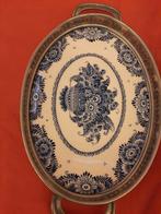 Delfts blauw dienblad met zilveren rand, Ophalen of Verzenden