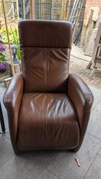 Bruin leren stoel T.E.A.B., Huis en Inrichting, Fauteuils, Ophalen, Gebruikt, 75 tot 100 cm