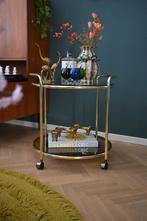 Goudkleurige Metalen Barcart/bijzettafel, Ophalen, Onbekend, Zo goed als nieuw, Onbekend