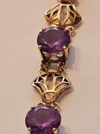 Gouden armband 14krt met edelstenen alexandriet, zeldzaam, Ophalen of Verzenden, Zo goed als nieuw, Goud