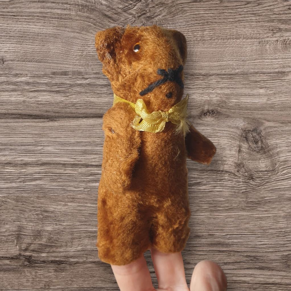 Antiek miniatuur beertje vingerpoppetje? 12 cm merk onbekend, Ophalen of Verzenden