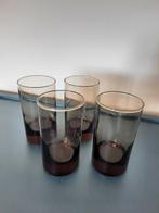 4x vintage rookglas limonadeglas glas amber rook smoke, Ophalen of Verzenden, Zo goed als nieuw, Frisdrankglas