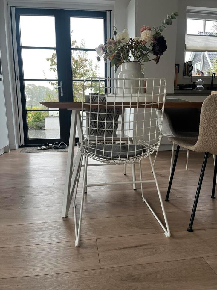 HK living draadstoel wire chair wit, Huis en Inrichting, Stoelen, Gebruikt, Eén, Metaal, Wit, Ophalen