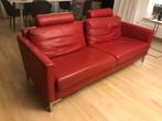 Rood leren bank merk Touche, 2,5 - 3 persoons, Huis en Inrichting, Ophalen, Gebruikt, 150 tot 200 cm, Driepersoons