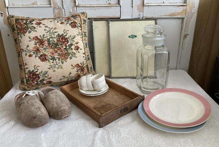 Brocante fotolijstjes - snoeppot - klompjes - laadje, Antiek en Kunst, Curiosa en Brocante, Ophalen of Verzenden