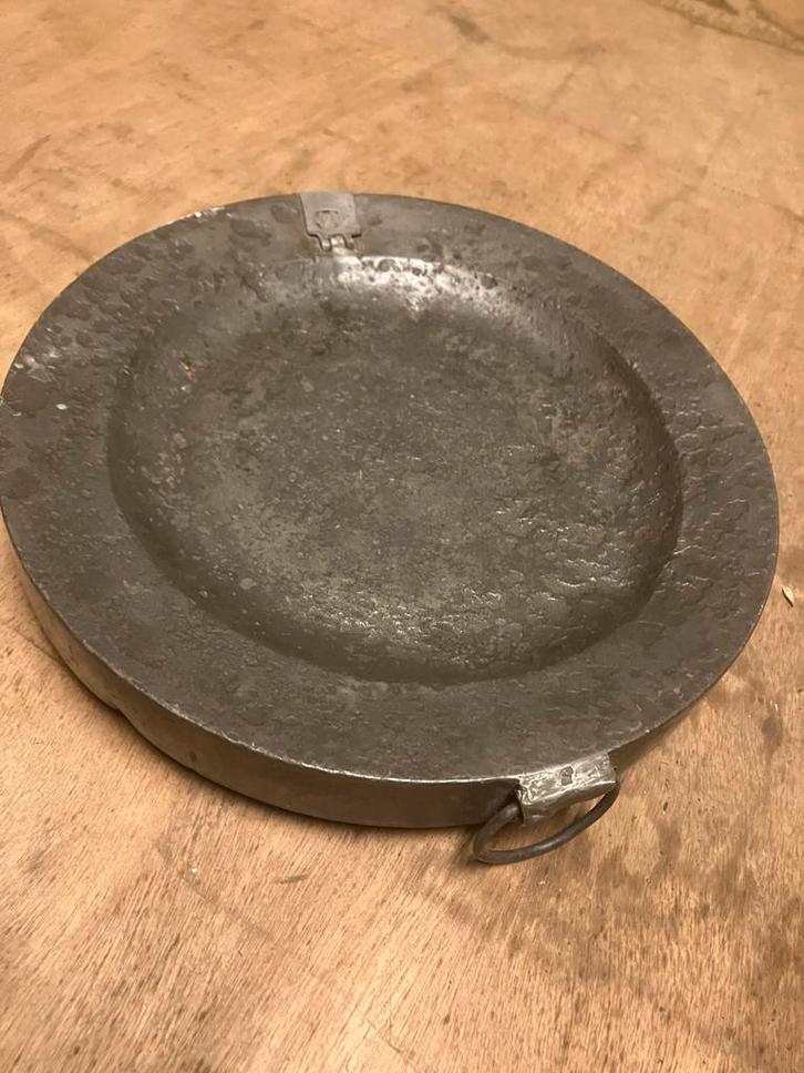 Antiek Tinnen Warmhoudbord - Zolder Vondst, Antiek en Kunst, Antiek | Tin, Ophalen of Verzenden