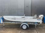 Aluminium visboot + 15 pk Johnson, Watersport en Boten, Ophalen, 10 tot 30 pk, Gebruikt, Aluminium