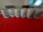 Serie van 6 delftsblauwe bierpullen afbeelding van schepen, Ophalen of Verzenden