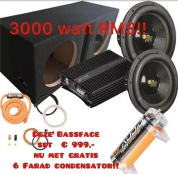 Subwooferset Bassface pack 2 3000 watt RMS beschikbaar voor biedingen
