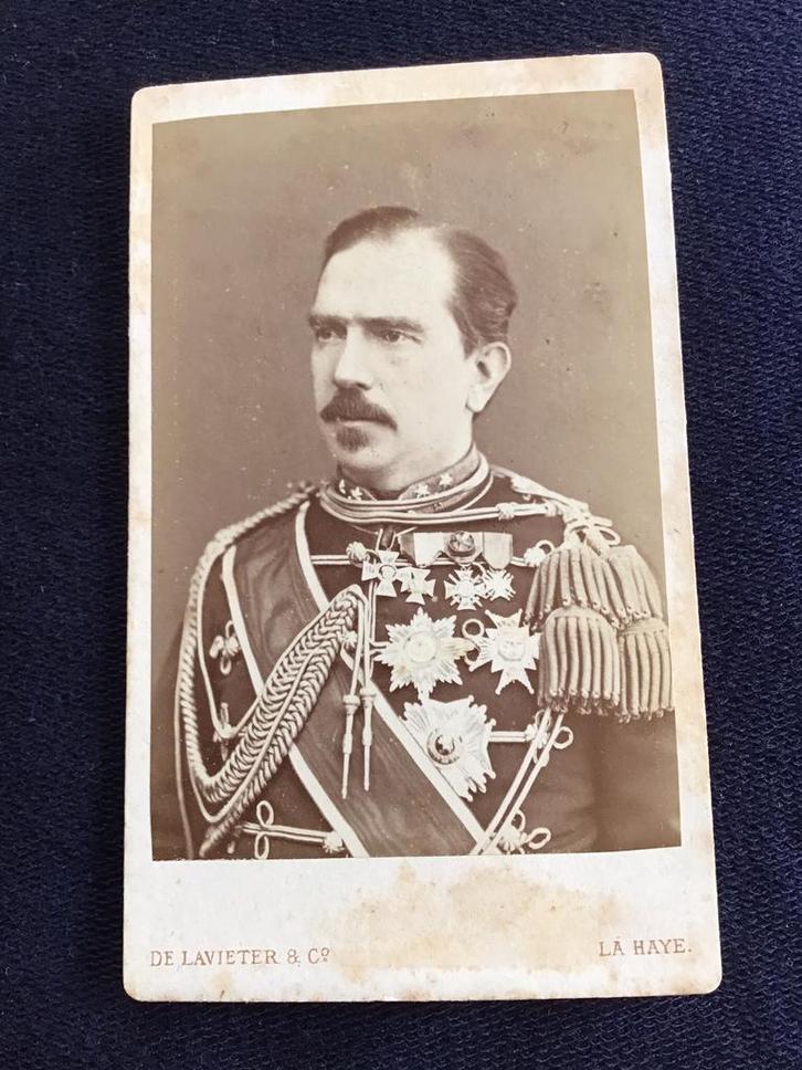CDV, Militair, Officier, Medailles, De Lavieter, Den Haag, Verzamelen, Foto's en Prenten, Gebruikt, Foto, Voor 1940, Ophalen of Verzenden
