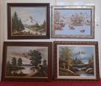 Antiek 4 grote schilderij, vintage schilderij antieke kader,, Antiek en Kunst, Ophalen of Verzenden