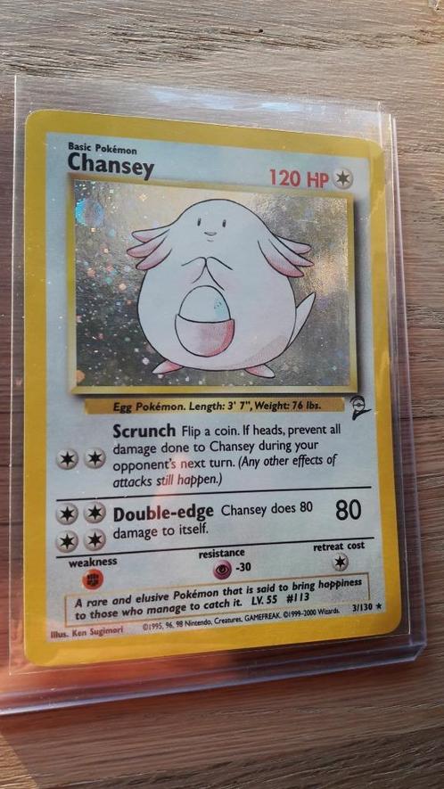 Pokemon Chansey 3/130 Base set 2 Holo Vintage, Hobby en Vrije tijd, Verzamelkaartspellen | Pokémon, Gebruikt, Losse kaart, Ophalen of Verzenden