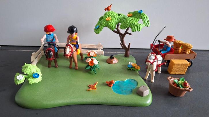 Playmobil 5457 Paardenweide met Boer en Ruiters, Kinderen en Baby's, Speelgoed | Playmobil, Zo goed als nieuw, Complete set, Ophalen of Verzenden