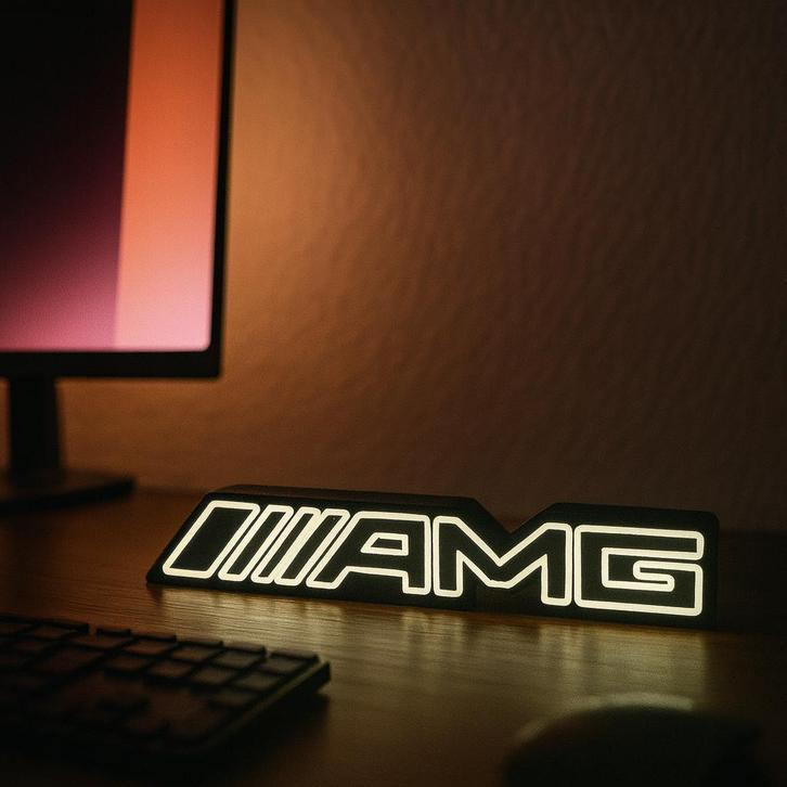 Mercedes AMG Logo LED Lamp – Luxe Decoratie –, Auto diversen, Tuning en Styling, Ophalen of Verzenden