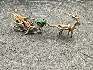 Zilveren Miniatuur Arrenslee met Rendier beschikbaar voor biedingen