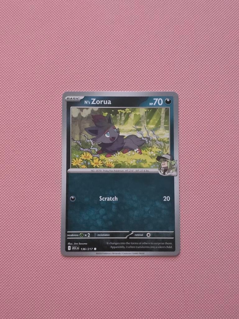 N's Zorua 136/217 Ascended Heroes Pokémonkaart, Ophalen of Verzenden, Zo goed als nieuw, Losse kaart