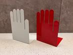 2 Vintage metalen boekensteun hand vorm - rood / wit, Ophalen of Verzenden, Gebruikt