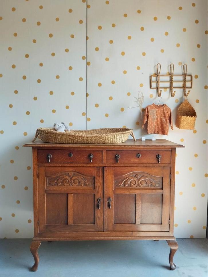 Vintage commode / Queen Ann / massief eikenhout / Art Deco, Kinderen en Baby's, Kinderkamer | Commodes en Kasten, Zo goed als nieuw