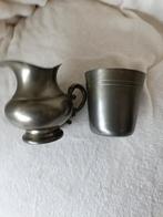 TINNEN MELKKANNETJE EN LEPELVAASJE, Ophalen of Verzenden