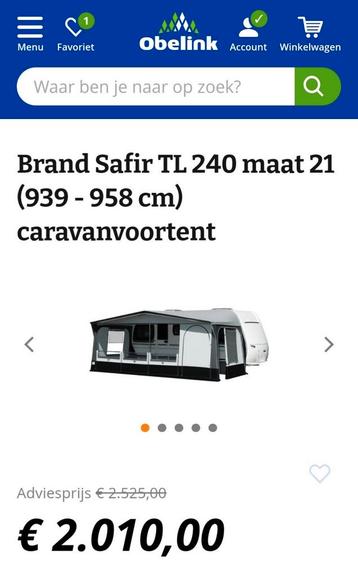 VOORTENT CARAVAN Brand Safir TL 240 beschikbaar voor biedingen
