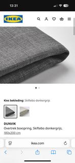 Dunvik overtrek boxspring, donkergrijs, 180x200, Huis en Inrichting, Ophalen, Tweepersoons, Zo goed als nieuw, 180 cm