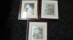 Foto lijstjes met nostalgische prentjes drie stuks, Antiek en Kunst, Curiosa en Brocante, Ophalen of Verzenden