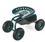 Draaibaar Krukje op Wielen met Opbergbak, Ophalen, Zo goed als nieuw, Metaal, Verstelbaar