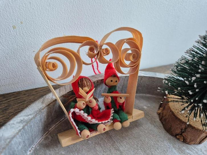Vintage kersthanger duo op schommel, Diversen, Kerst, Gebruikt, Ophalen of Verzenden