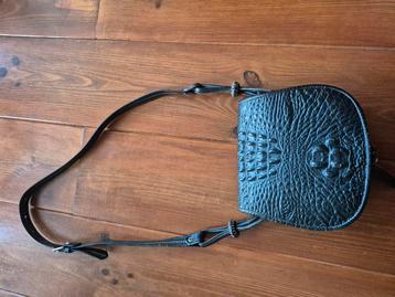 Vintage leren tas zwart beschikbaar voor biedingen