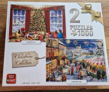 2 King Puzzels 1000 Stukjes - Kerstcollectie beschikbaar voor biedingen