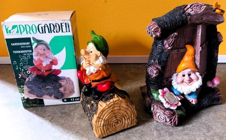 Tuinkabouter met geluid nr 1 + GRATIS kabouter met licht, Tuin en Terras, Tuinbeelden, Nieuw, Tuinkabouter, Kunststof, Ophalen