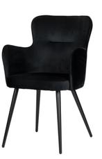 Wing Chair Black – Zwarte Velvet Eetkamerstoelen, Japandi, Hotel Chique, Modern, Zwart, Ophalen of Verzenden, Metaal