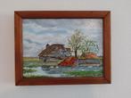 Schilderij dorpsgezicht, Antiek en Kunst, Kunst | Schilderijen | Klassiek, Ophalen of Verzenden