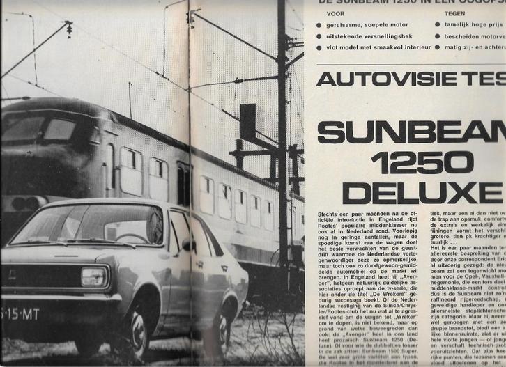 Roadtest Sunbeam 1250 Deluxe, Autovisie, 1971., Boeken, Auto's | Folders en Tijdschriften, Nieuw, Algemeen, Verzenden
