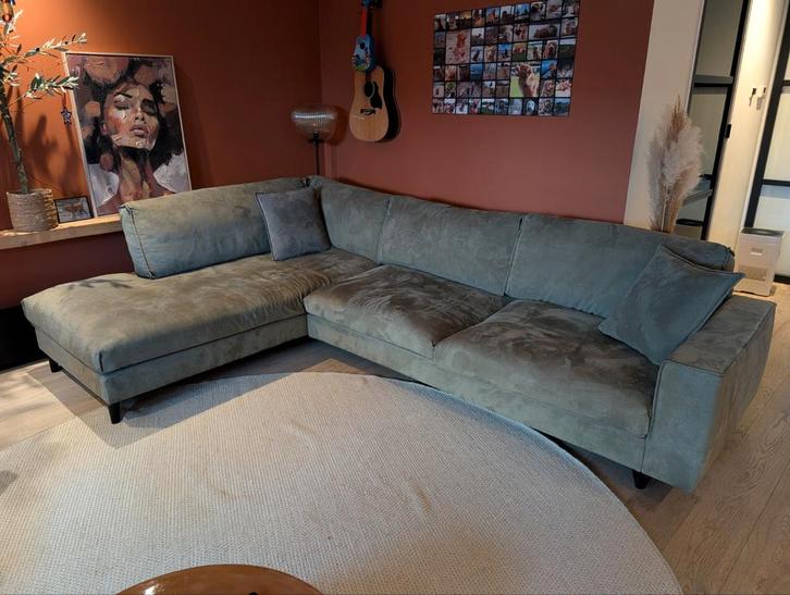 Goossens Jonas Hoekbank - Olijfgroen, Huis en Inrichting, Banken | Bankstellen, Gebruikt, Hoekbank, Vierpersoons of meer, 300 cm of meer