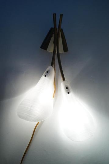 vintage 3D kunststof twee licht wandlamp messing metaal beschikbaar voor biedingen