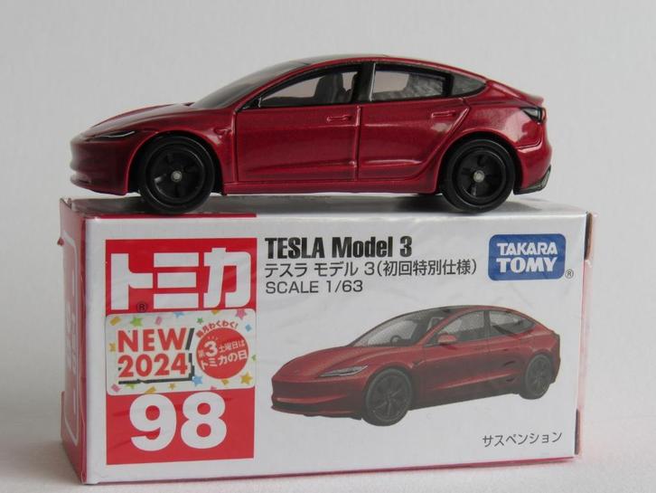 Tomica nr98 Tesla Model 3 (sp) 1/63 3inch tomy, Hobby en Vrije tijd, Modelauto's | Overige schalen, Nieuw, Auto, Ophalen of Verzenden