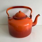 Grote emaille ketel in gevlamd oranje, vintage, Antiek en Kunst, Antiek | Emaille, Ophalen of Verzenden