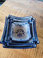 Set van 4 Delfts Blauwe Schalen, Porselein of Keramiek, Schaal, Vierkant, Ophalen of Verzenden