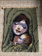 Vintage / retro smyrna geknoopt wandkleed Maria, jaren '70, Huis en Inrichting, Ophalen of Verzenden, Gebruikt