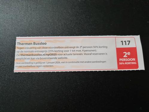 Thermen / sauna bussloo, 50 % korting voor de 2e persoon, Tickets en Kaartjes, Kortingen en Cadeaubonnen