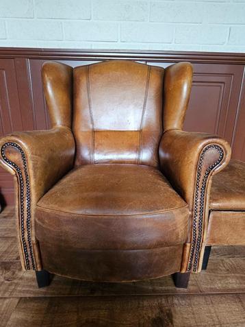 schapenleren oorfauteuil - Joris (NL) incl. Hocker beschikbaar voor biedingen